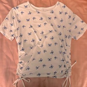 Blue butterfly crop top